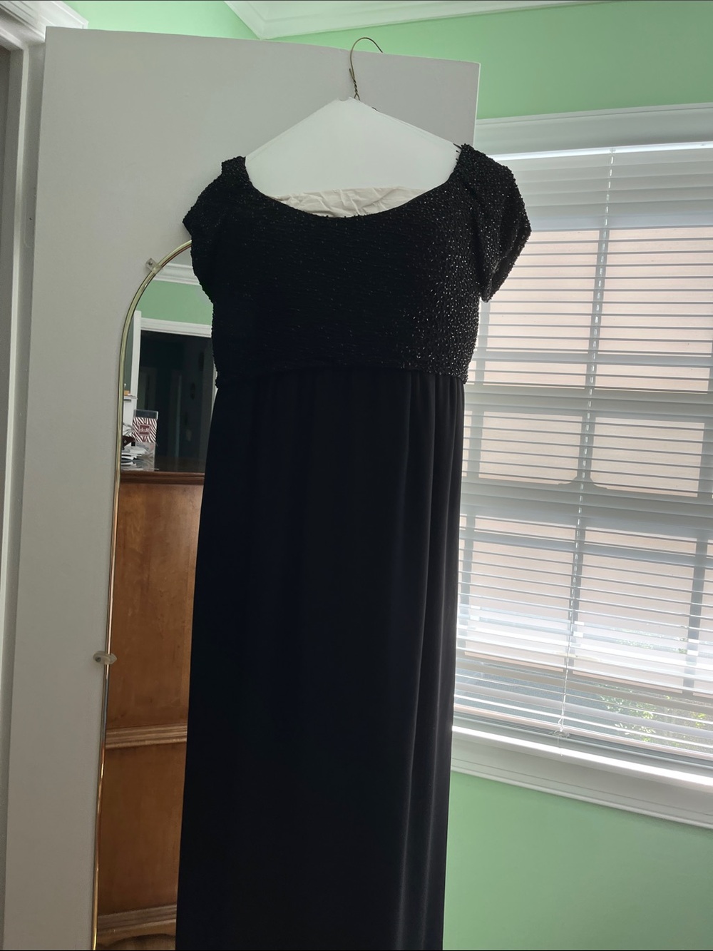 Elegant Black Wedding Guest Dress with Beaded Bodice